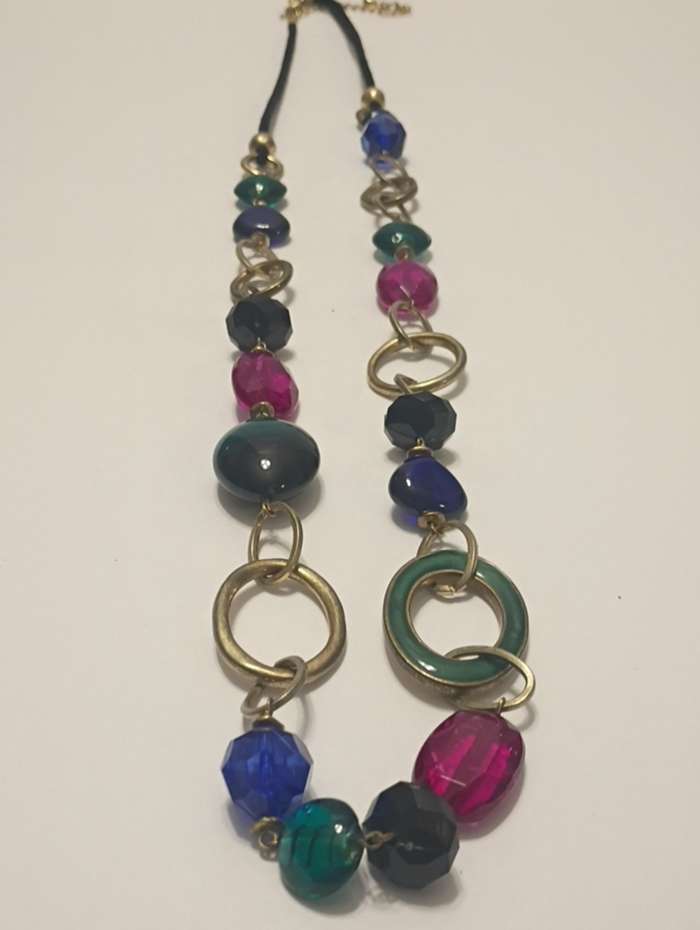 Laura Ashley Multicolor Beaded Necklace with Gold-Tone Rings